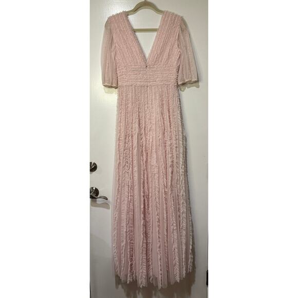 Mac Duggal V Neck Puff Sleeve Ruffle Tiered A Line Gown Rose Size 2 NWOT #A8050 - Picture 12 of 15